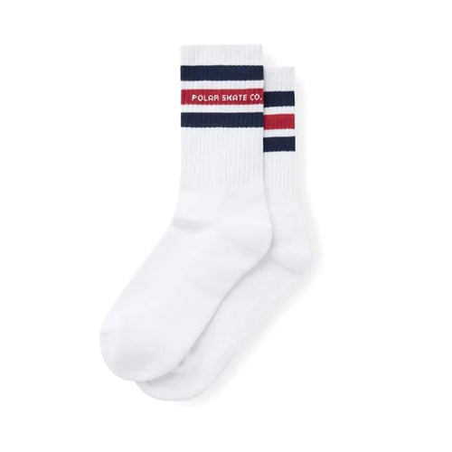 Polar Fat Stripe Socks (White/Navy/Red)