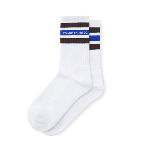 Polar Fat Stripe Socks (White/Brown/Blue)