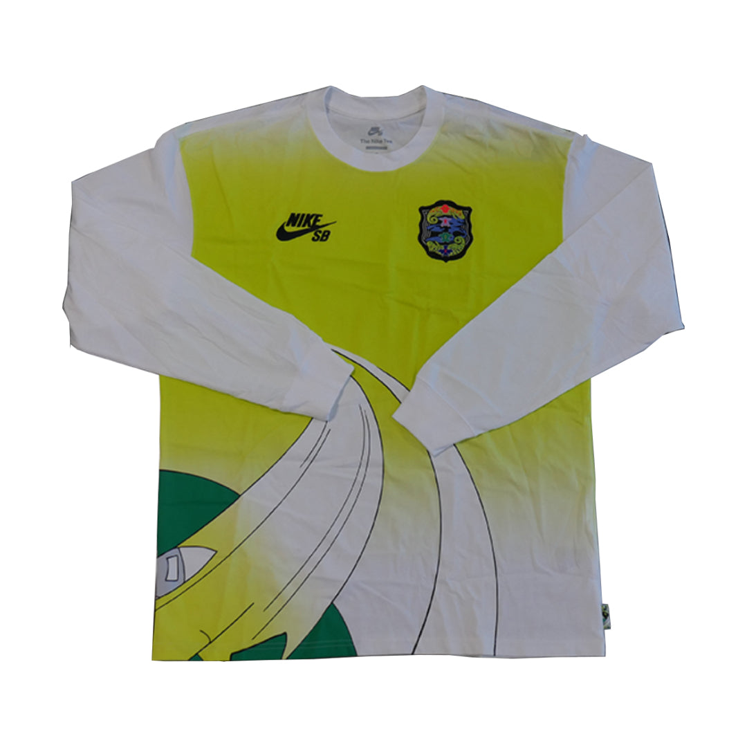 Nike SB Long Sleeve Skate T-Shirt (White/Yellow)