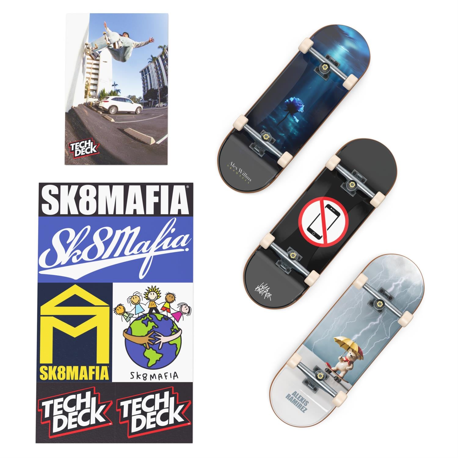 Tech Deck 3 Pack with Wall Mount Display