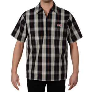 Ben Davis Plaid Half Zip Short Sleeve Shirt