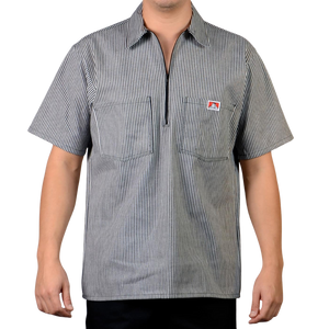 Ben Davis Stripe Half Zip Short Sleeve Shirt
