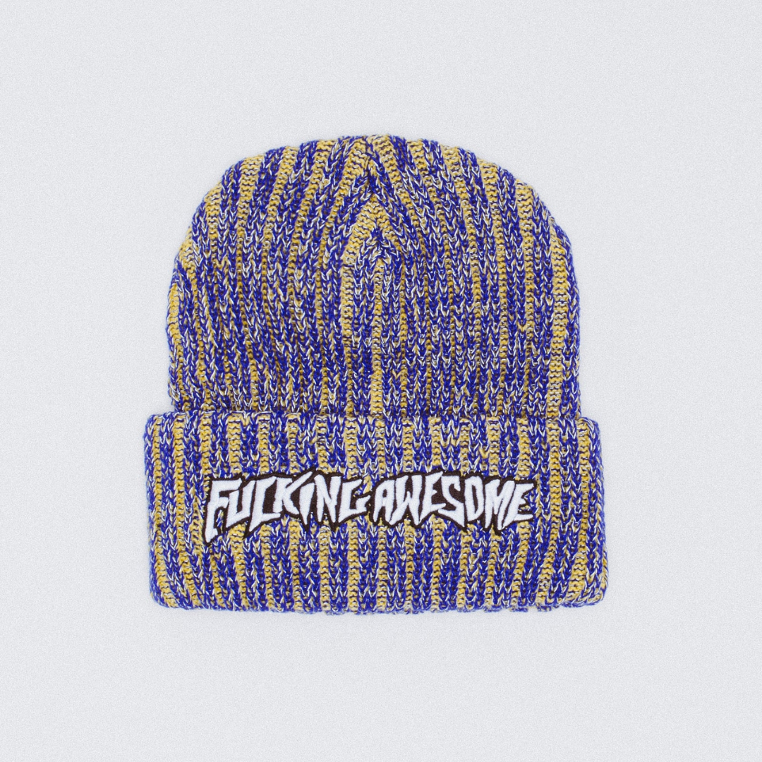 Reflective Stripe Beanie - Blue/Yellow