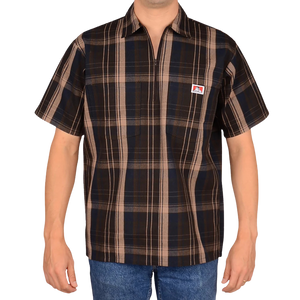 Ben Davis Plaid Half Zip Short Sleeve Shirt
