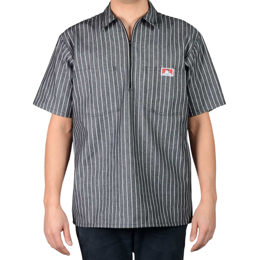 Ben Davis Stripe Half Zip Short Sleeve Shirt