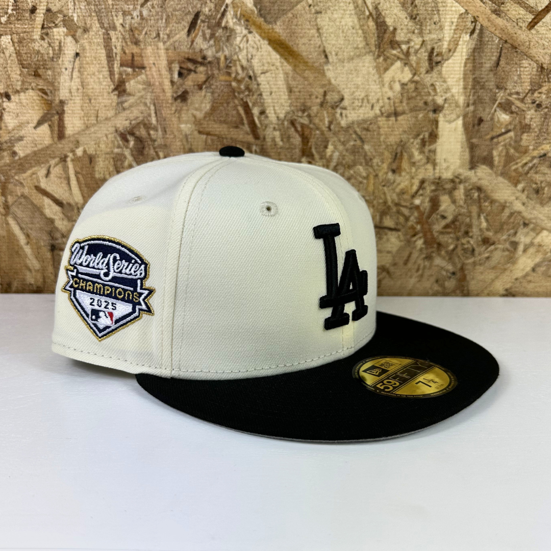 New Era 5950 Fitted Dodgers WS25 Hat - Chrm/Blk
