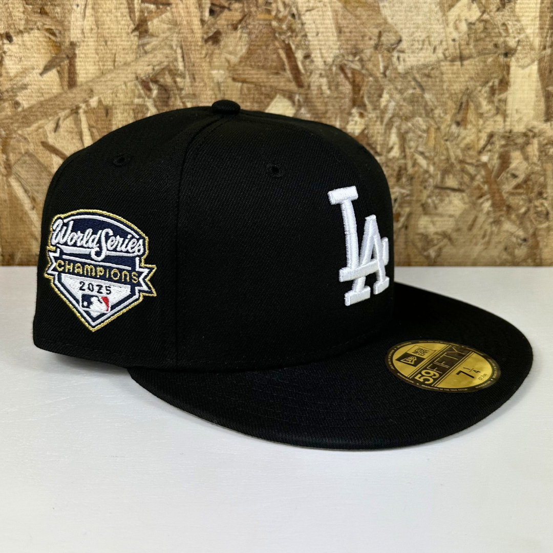 New Era 5950 Fitted Dodgers WS25 Hat - Blk/Wht