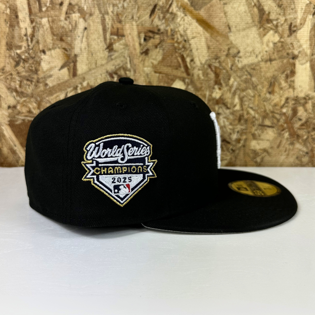 New Era 5950 Fitted Dodgers WS25 Hat - Blk/Wht