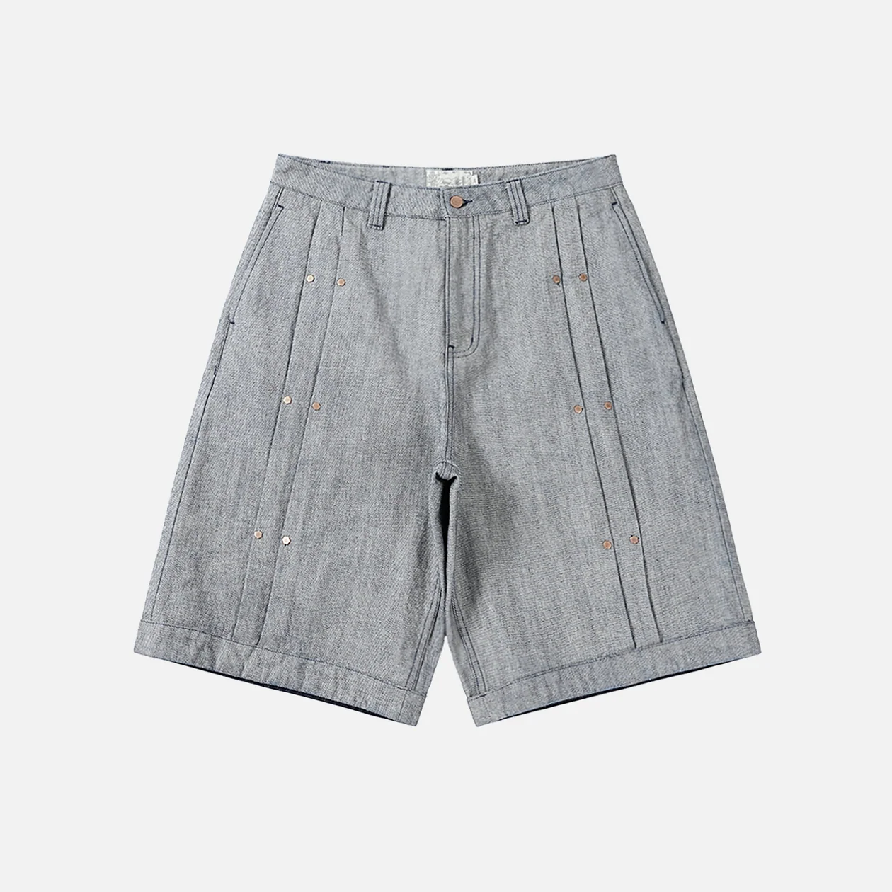Pleated Denim Shorts