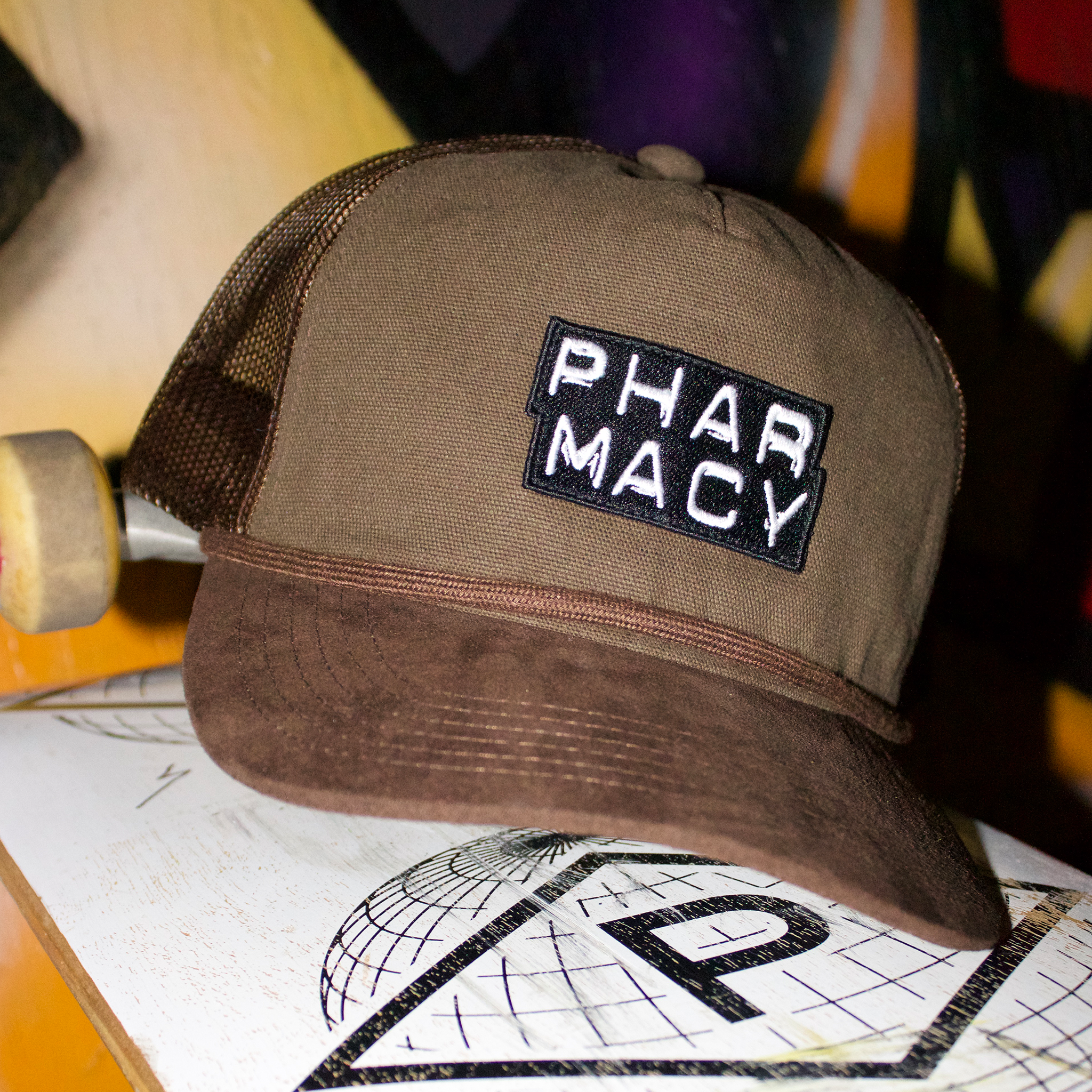 Pharmacy Mini Stacked Suede Trucker