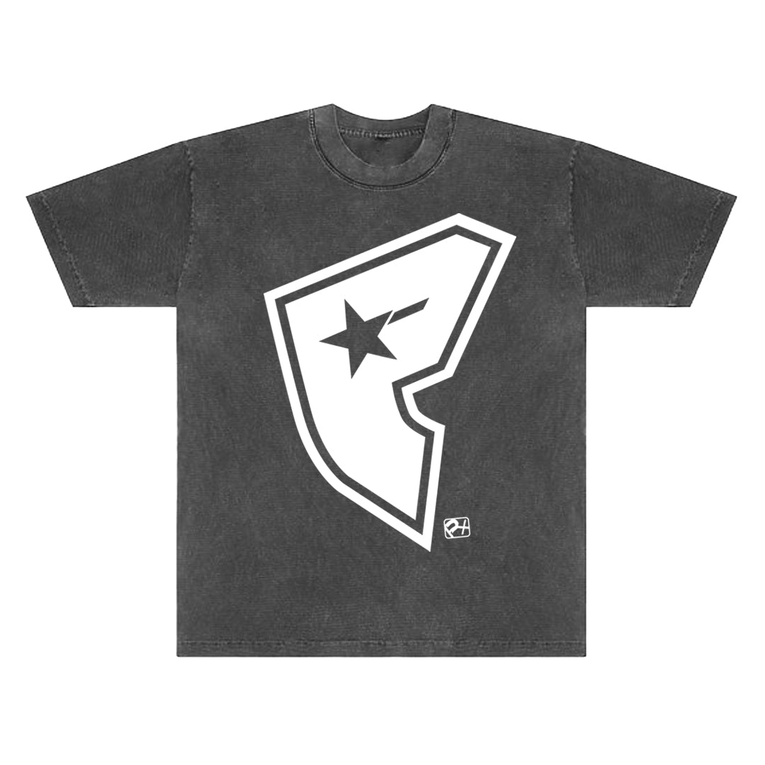 Pharmacy Big P Tee in Acid Wash Black