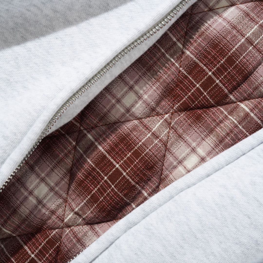 Plaid Lined Zip Thru Hood