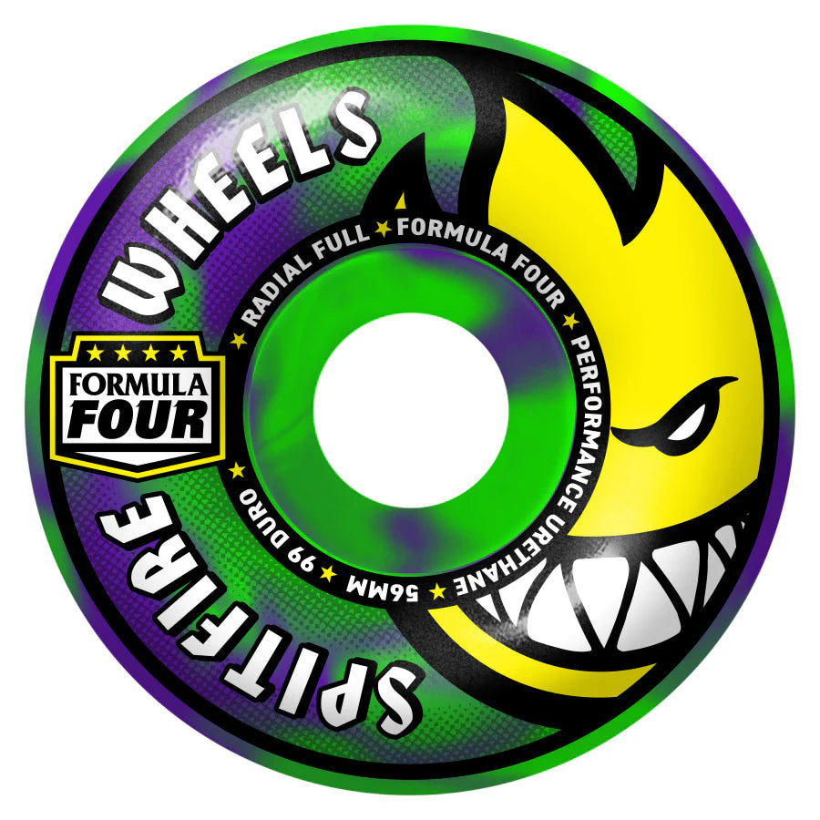 Formula Four Green Purple Swirl Radial Full Wheel - 56mm