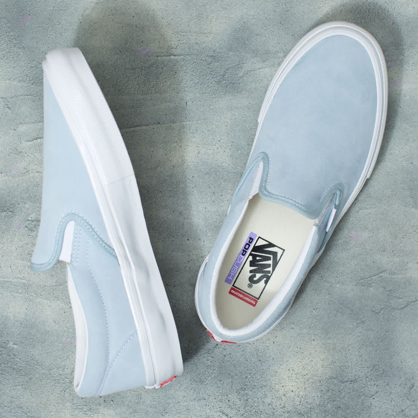 Pastel blue vans slip ons best sale